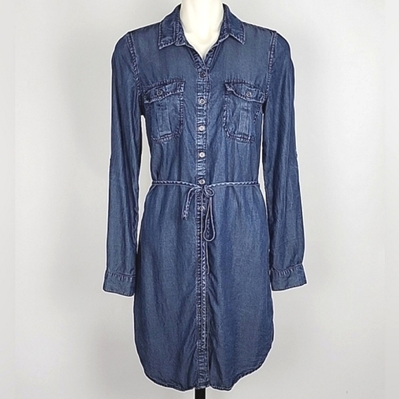 2016 Denim By Parasuco Button Up Jean Shirt Dress  Long Sleeve Size Medium - Picture 1 of 12